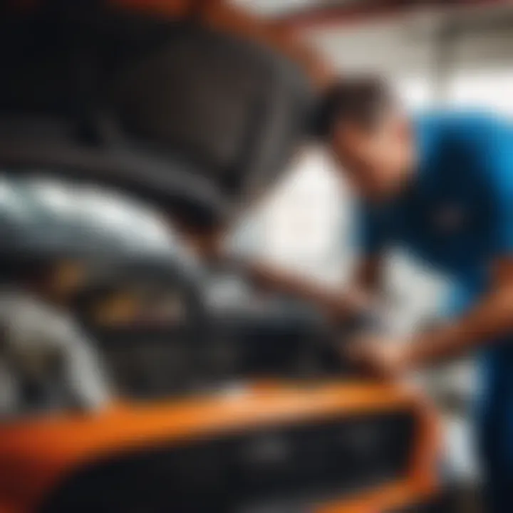 Mechanic working on car cooling system