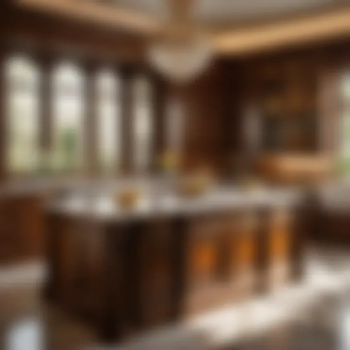Luxurious marble-top kitchen wagon in elegant interior