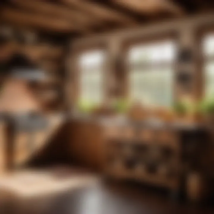 Rustic farmhouse kitchen wagon with natural wood finish