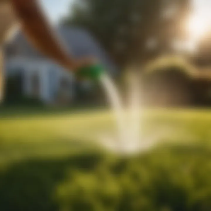 Sunrise Hydration Ritual Watering the lawn at sunrise