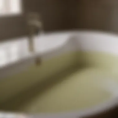 Bathtub surface being meticulously prepped for refinishing