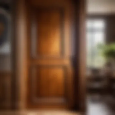 Finished Varnished Wooden Door in Natural Light Finished varnished wooden door in natural light