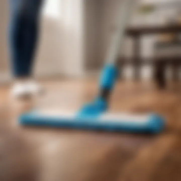 Person using microfiber mop on vinyl plank floor
