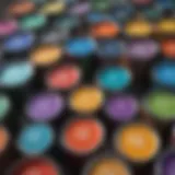 Colorful paint cans arranged artistically.