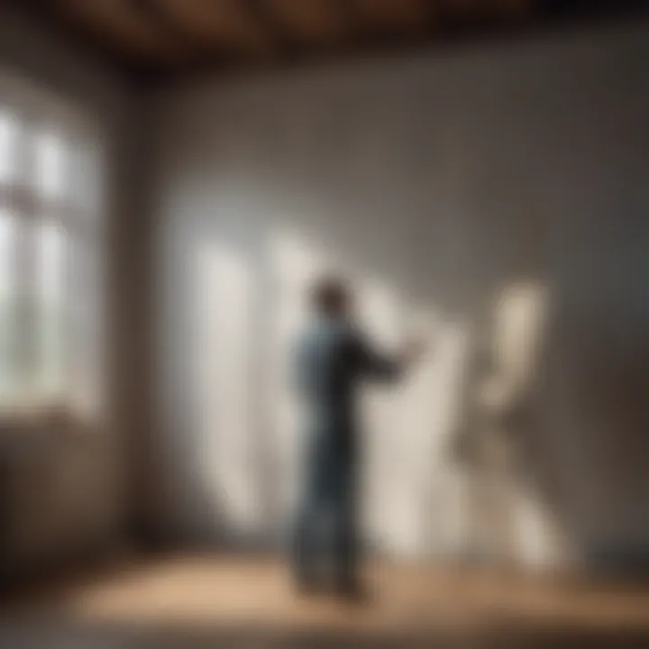 An experienced painter applying technique on a wall.