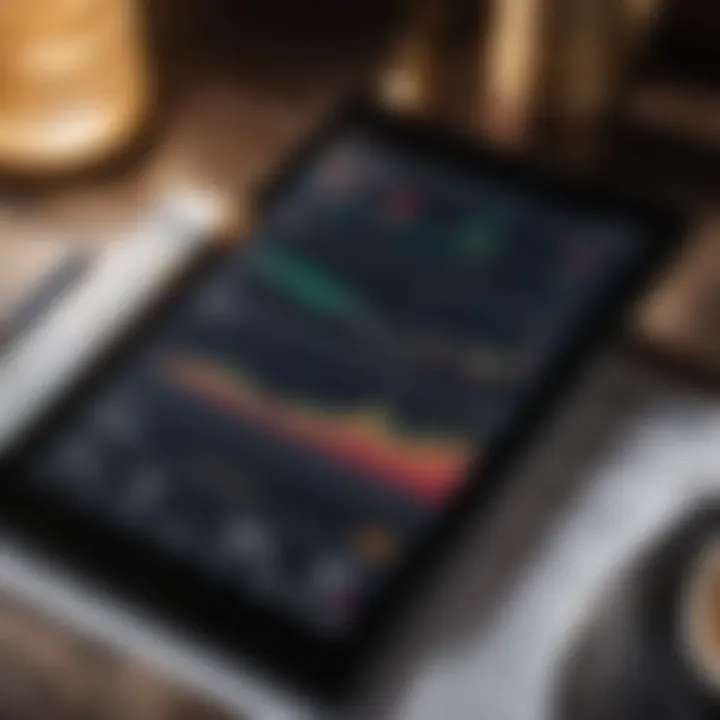 Close-up of financial graphs and data analytics on a digital tablet