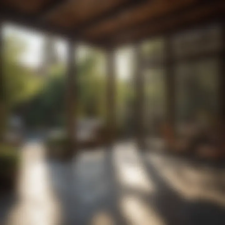 Various materials used for constructing a screened-in patio displayed together.