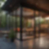 A beautifully designed screened-in patio showcasing modern aesthetics.