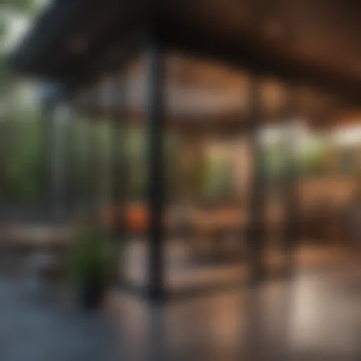 A beautifully designed screened-in patio showcasing modern aesthetics.