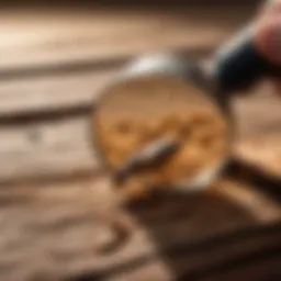 Magnifying glass on termite damaged wood