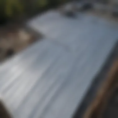 Installation of Metal Roofing at a Construction Site A construction site featuring skilled workers installing a metal roof