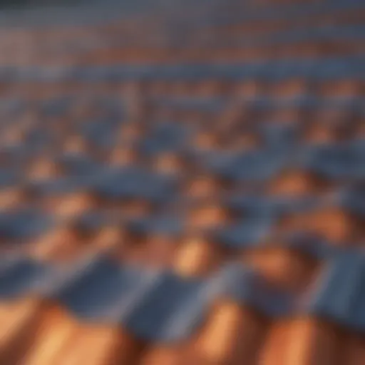 Metal roofing materials showcased in various finishes