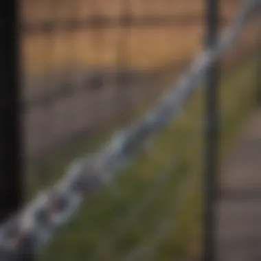 Close-up of barbed wire fence showcasing its robust structure