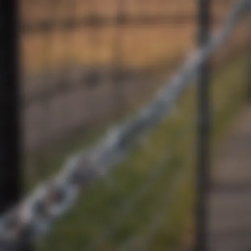 Close-up of barbed wire fence showcasing its robust structure