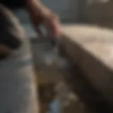 A professional inspecting a drain cleanout