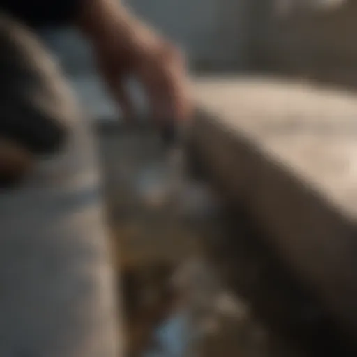 A professional inspecting a drain cleanout