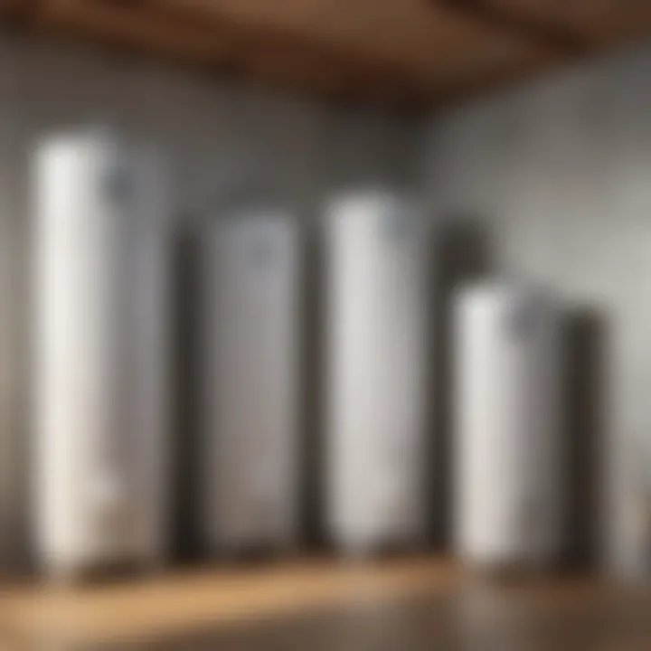 Diagram showing the energy efficiency ratings of various water heater models