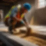 Illustration of skilled laborers engaged in concrete pouring task