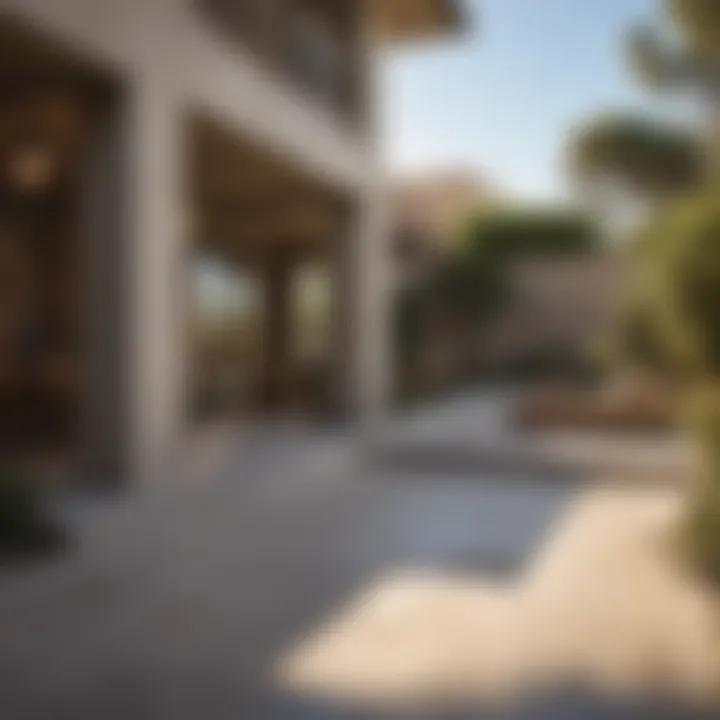 Elegant Outdoor Space with Sand Wash Finish A beautifully designed outdoor space featuring sand wash finish concrete