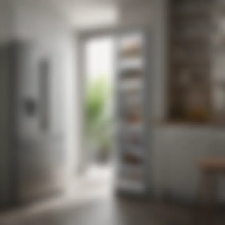Comparative view of different side by side fridge widths in kitchen layout