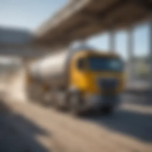 Concrete truck delivering ready mix concrete