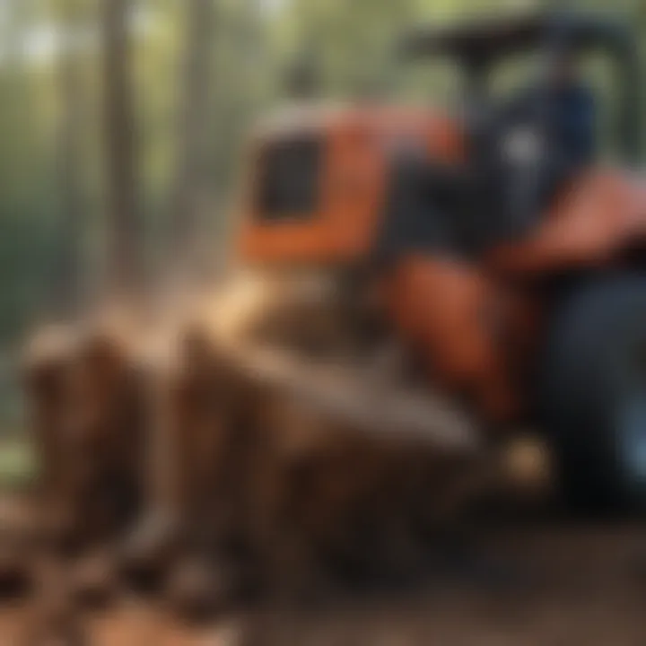 A stump grinding machine at work