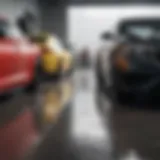 A variety of power washers displayed in a showroom