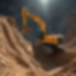 Excavation site with advanced machinery
