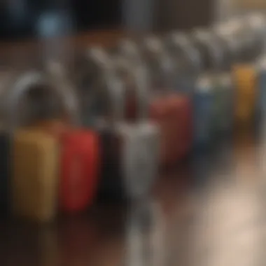 Variety of Keyless Entry Padlocks Different types of keyless entry padlocks displayed on a table