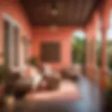 Vibrant Coral Oasis Porch Color Scheme