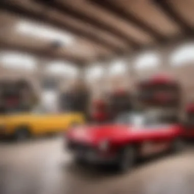 Vintage garage with classic cars