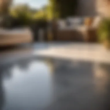 Finished concrete patio floor with weather-resistant sealant