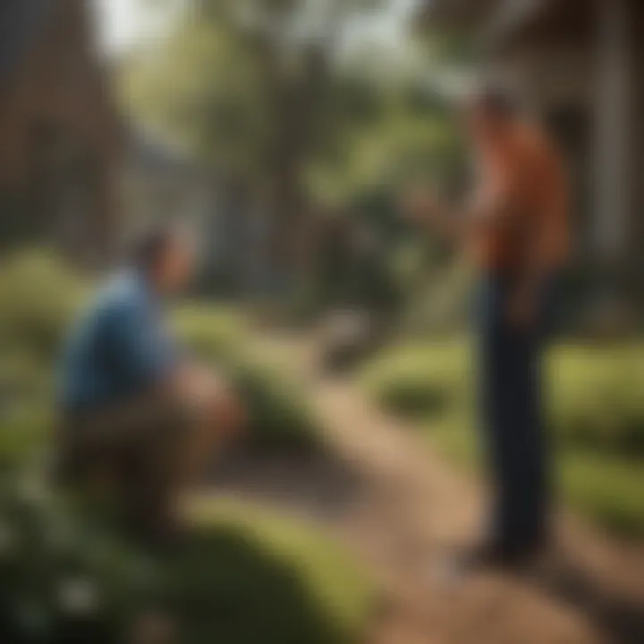 An illustration of a homeowner consulting with a utility company representative