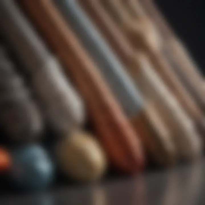 Close-up of various materials used in window blind caps