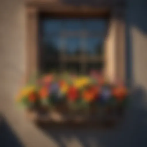 Beautifully arranged window flower box with vibrant flowers