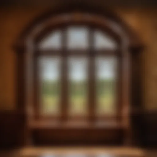 Elegant wooden window frame with intricate carvings