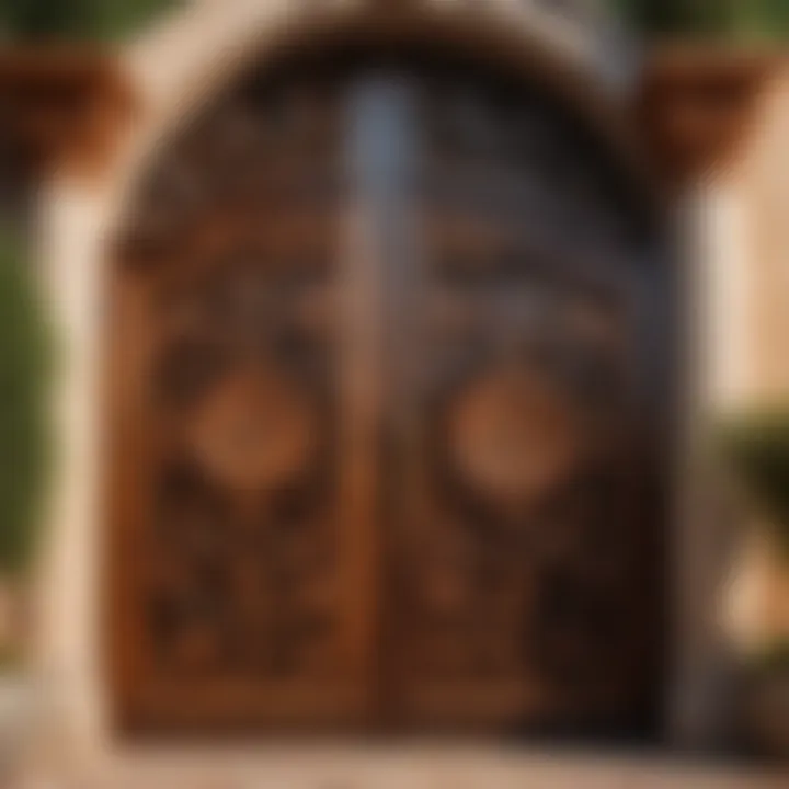 Wooden Gate with Intricate Carvings